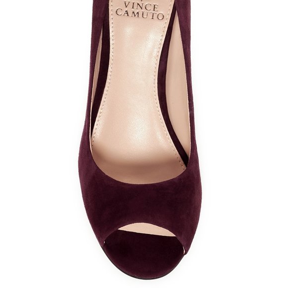 Vince Camuto Berit Maroon Suede Peep Toe Heels - Picture 9 of 10
